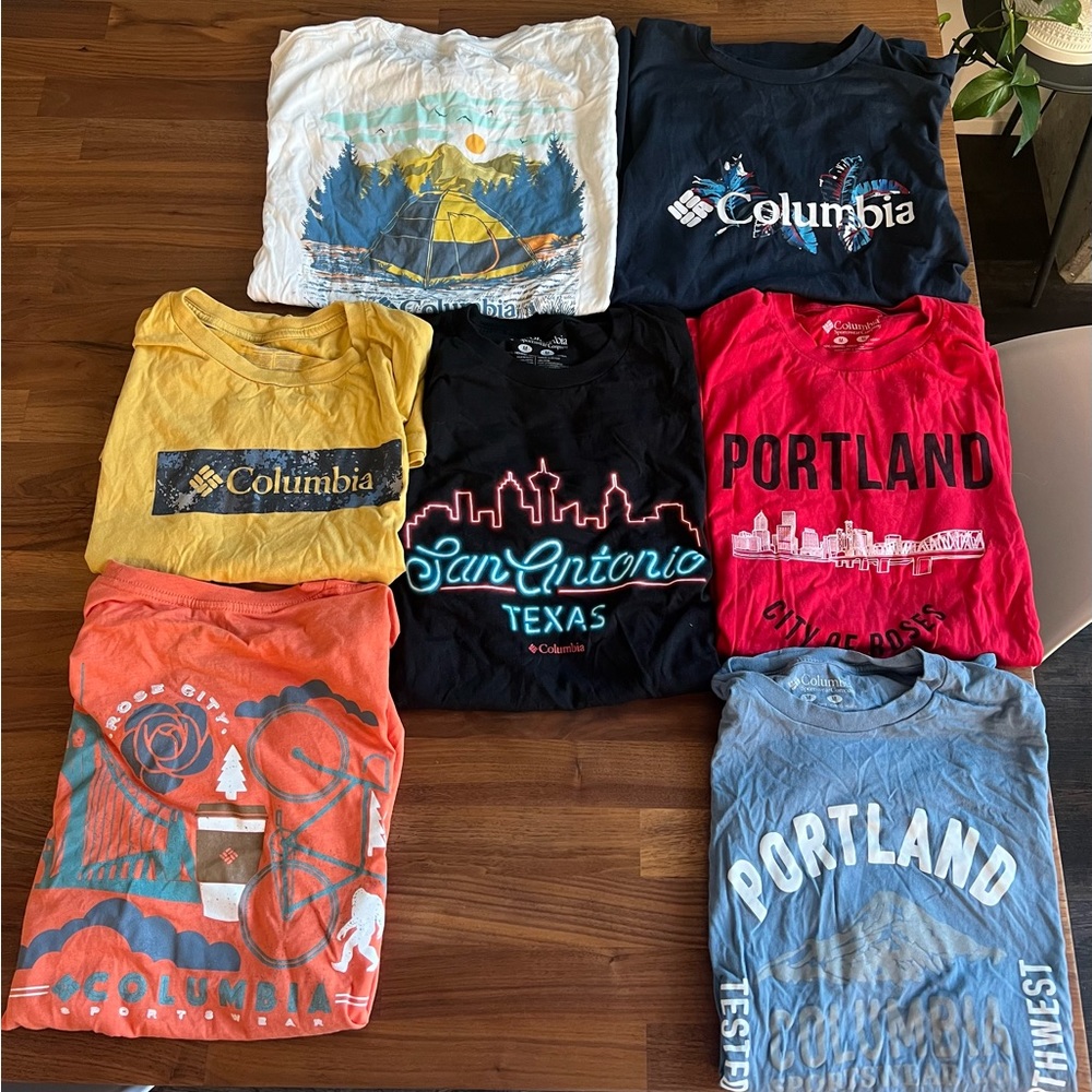 Columbia men’s t-shirt bundle, 7 shirts, size M